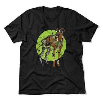 Cyber Greyhound Dog Men/Unisex T-Shirt in Heather Black color